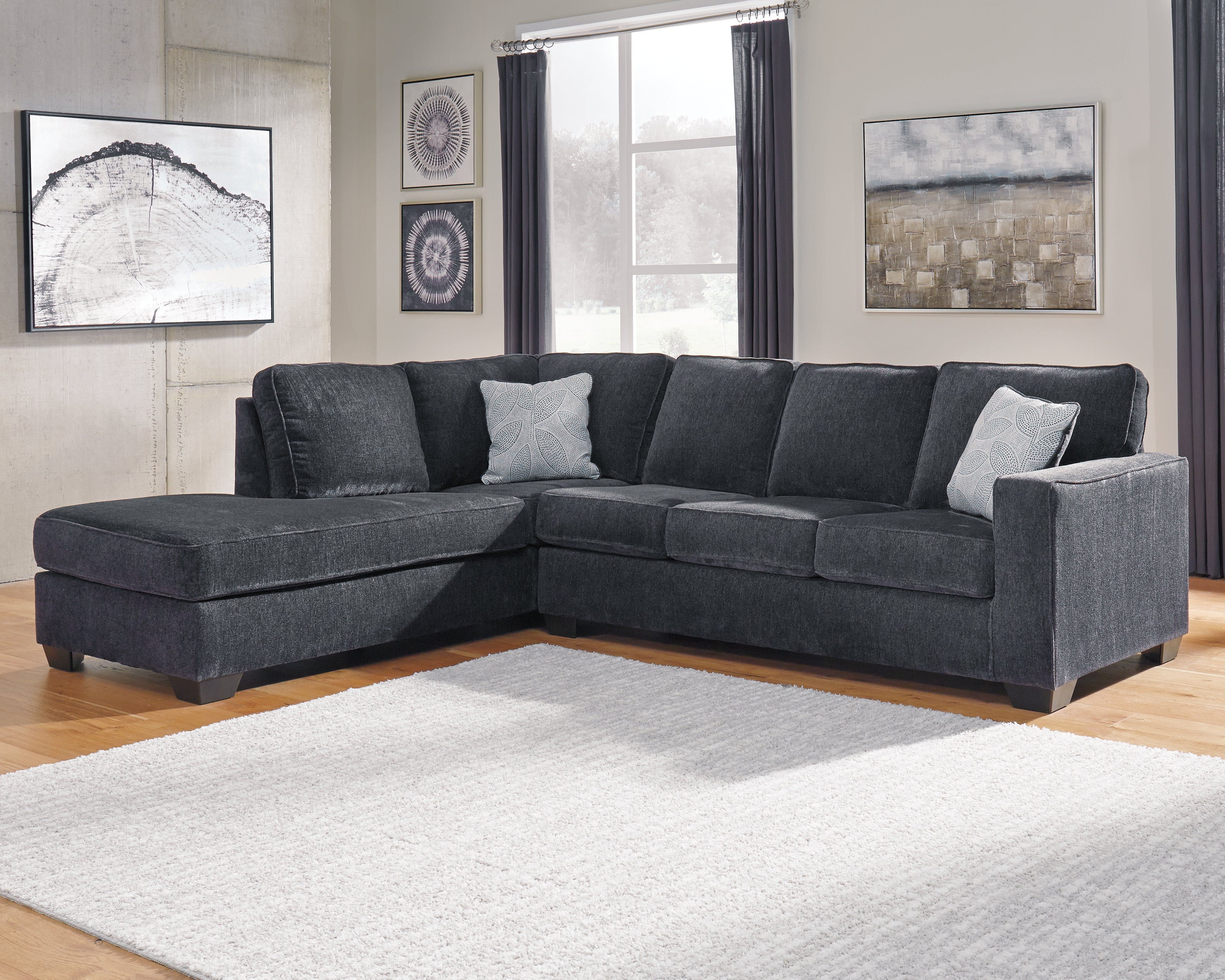 Best Furniture Outlet - Ashley Furniture - Altari Sectional - RAF 2-Piece Sectional with Chaise / Slate - 87213S1
