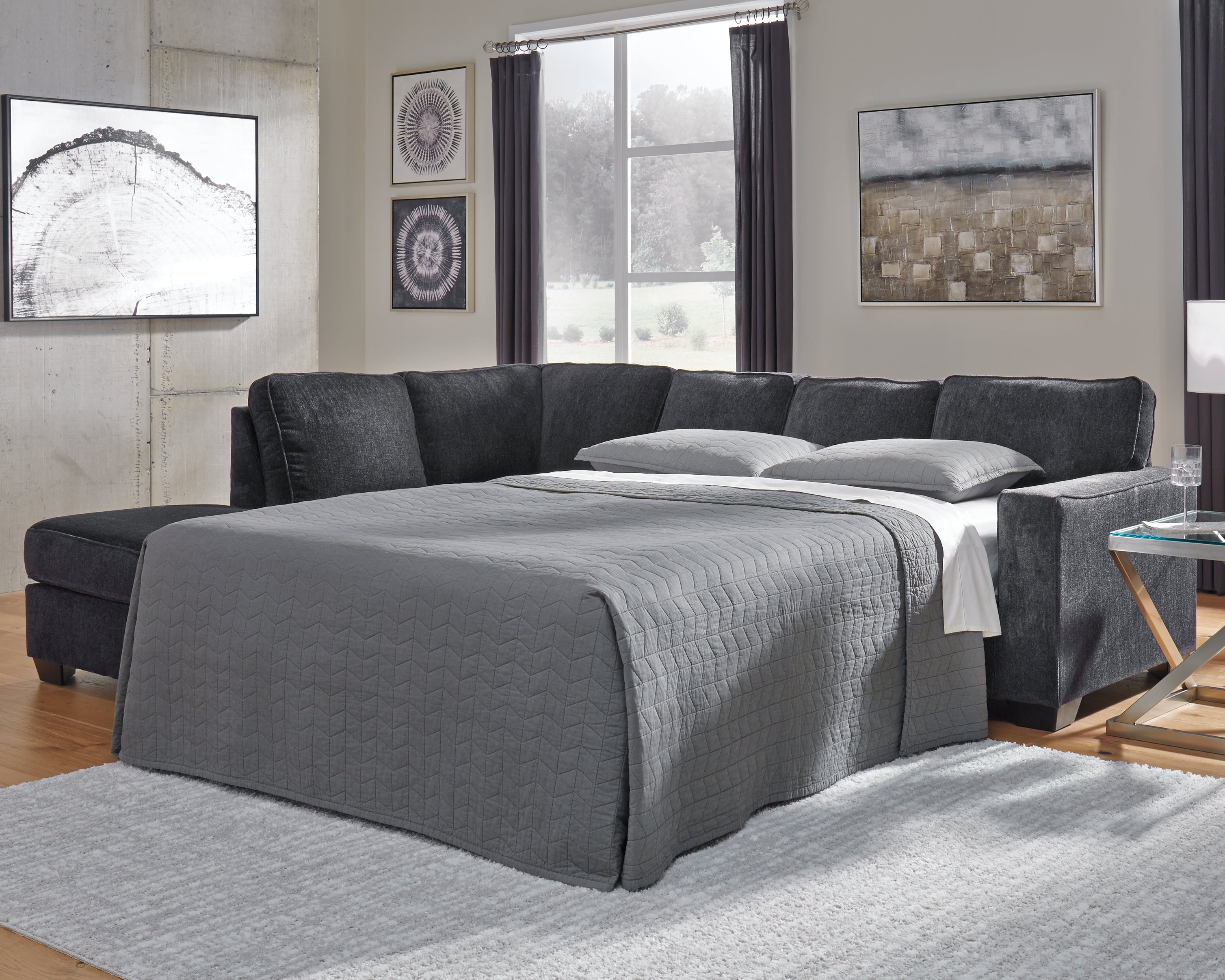Best Furniture Outlet - Ashley Furniture - Altari Sectional - RAF 2-Piece Sleeper Sectional with Chaise / Slate - 87213S4
