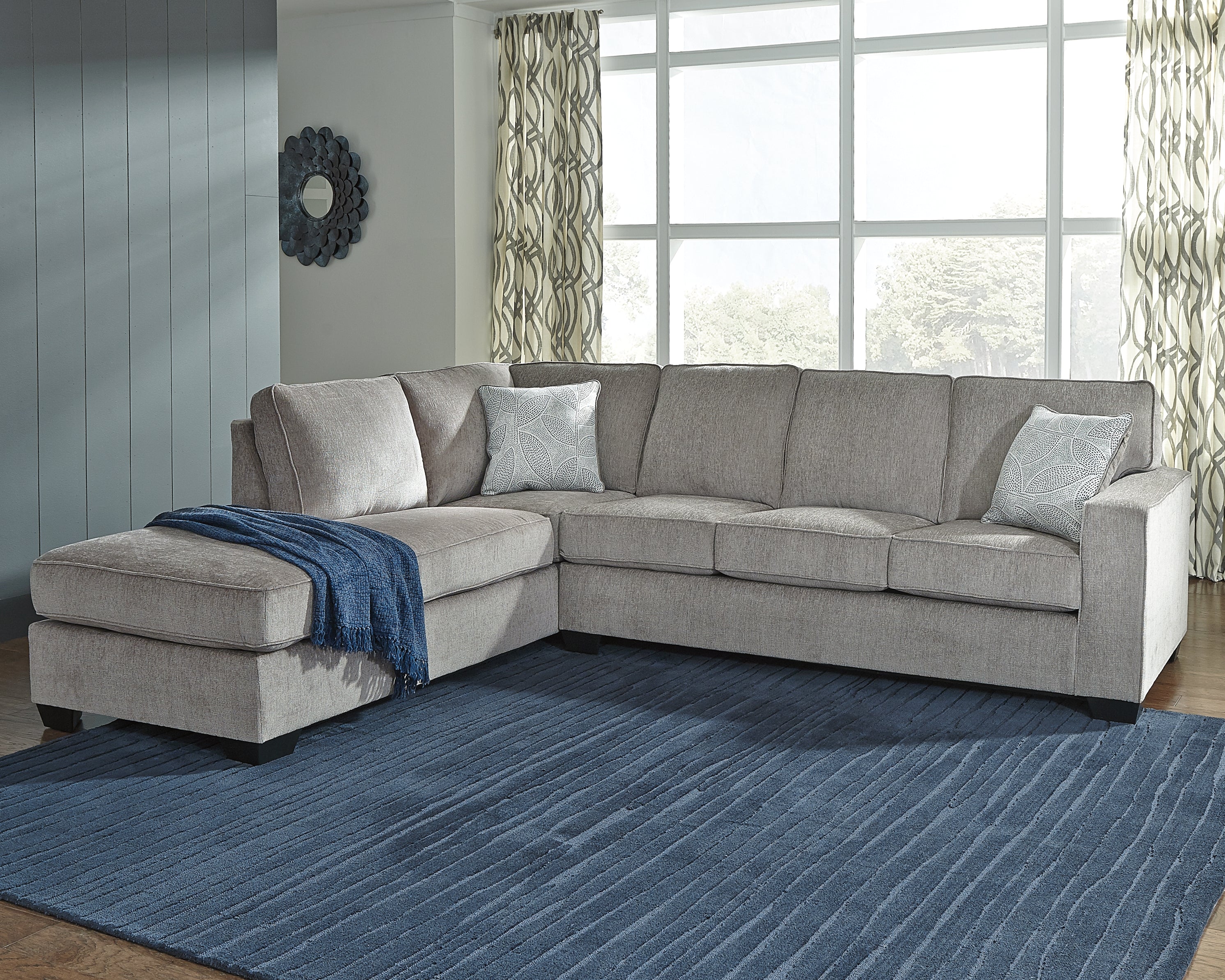 Best Furniture Outlet - Ashley Furniture - Altari Sectional - RAF 2-Piece Sectional with Chaise / Alloy - 87214S1