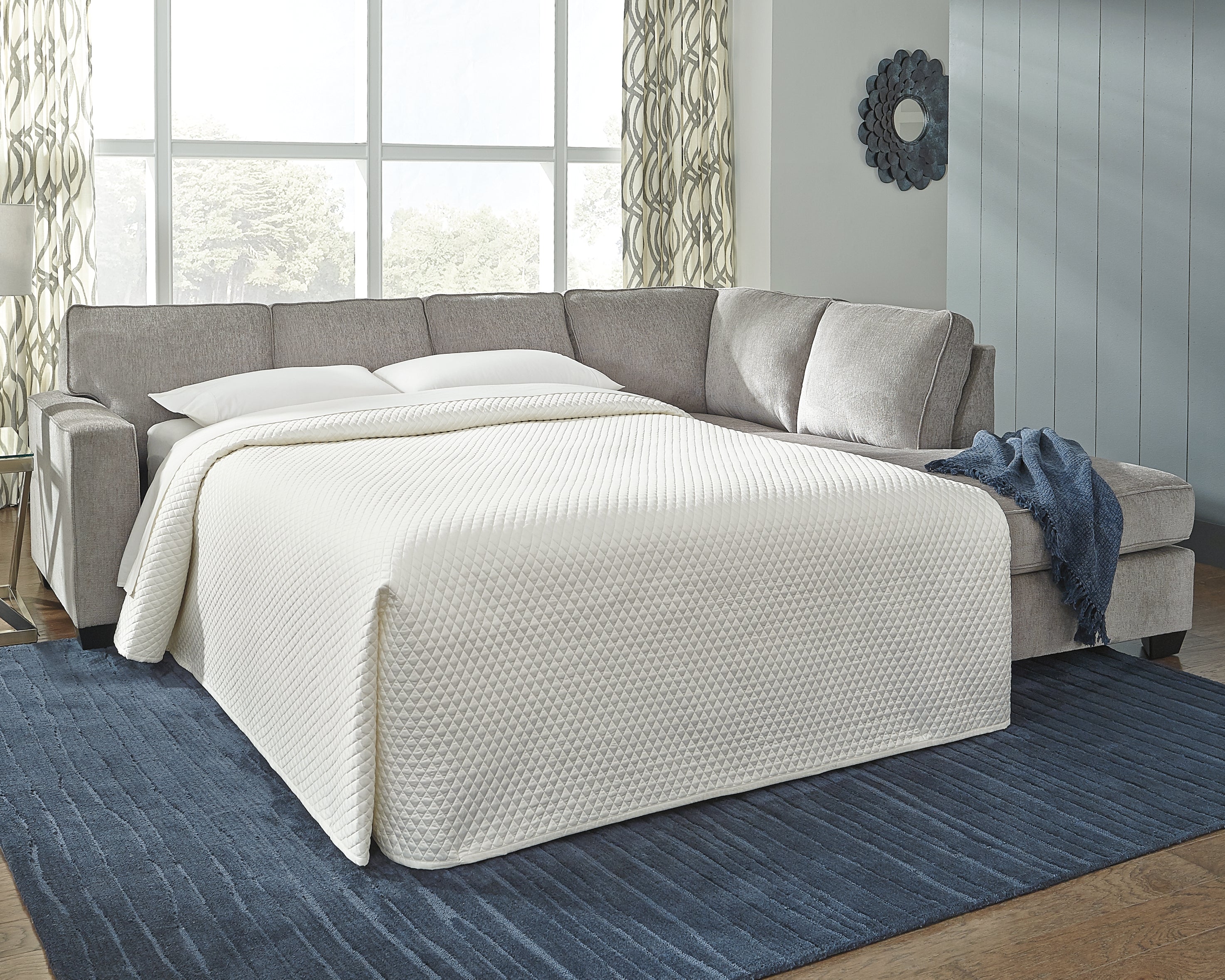 Best Furniture Outlet - Ashley Furniture - Altari Sectional - 2-Piece Sleeper Sectional with Chaise / Alloy - 87214S3