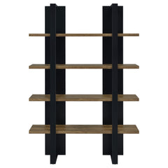 Danbrook 71-inch 4-shelf Bookshelf Black and Aged Walnut