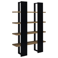 Danbrook 71-inch 4-shelf Bookshelf Black and Aged Walnut