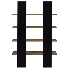 Danbrook 71-inch 4-shelf Bookshelf Black and Aged Walnut