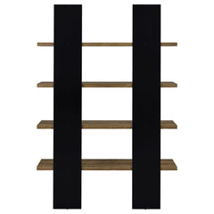 Danbrook 71-inch 4-shelf Bookshelf Black and Aged Walnut