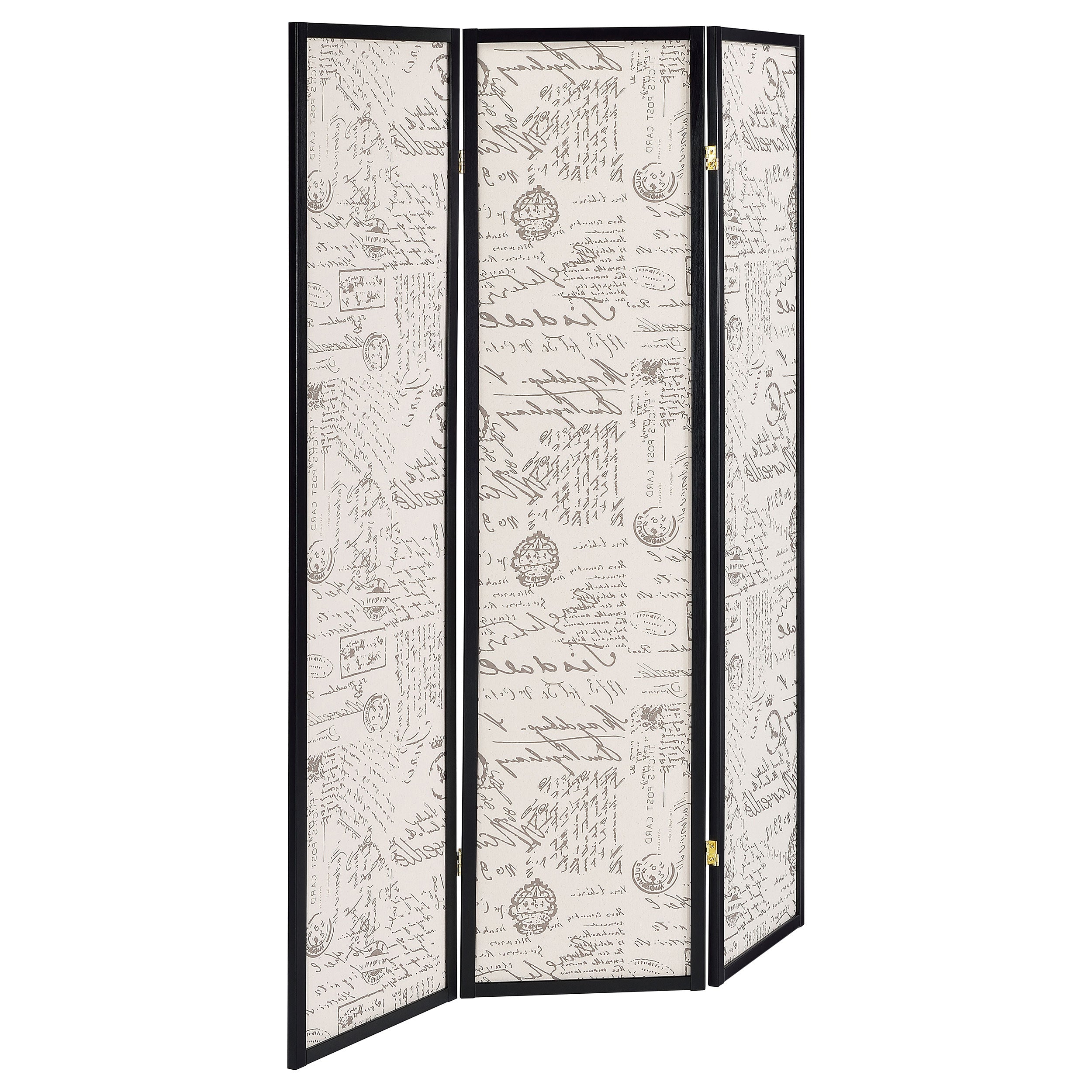 Best Furniture Outlet - Coaster - Felice 3-Panel Room Divider Folding Screen French Script - 900074