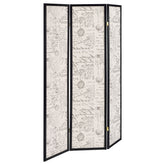 Best Furniture Outlet - Coaster - Felice 3-Panel Room Divider Folding Screen French Script - 900074