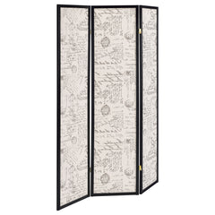 Best Furniture Outlet - Coaster - Felice 3-Panel Room Divider Folding Screen French Script - 900074