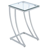 Best Furniture Outlet - Coaster - Cayden Rectangular Glass Top Sofa Side Table Chrome - 900082