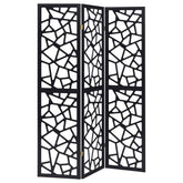 Best Furniture Outlet - Coaster - Nailan 3-Panel Room Divider Folding Screen Black Open Mosaic - 900092