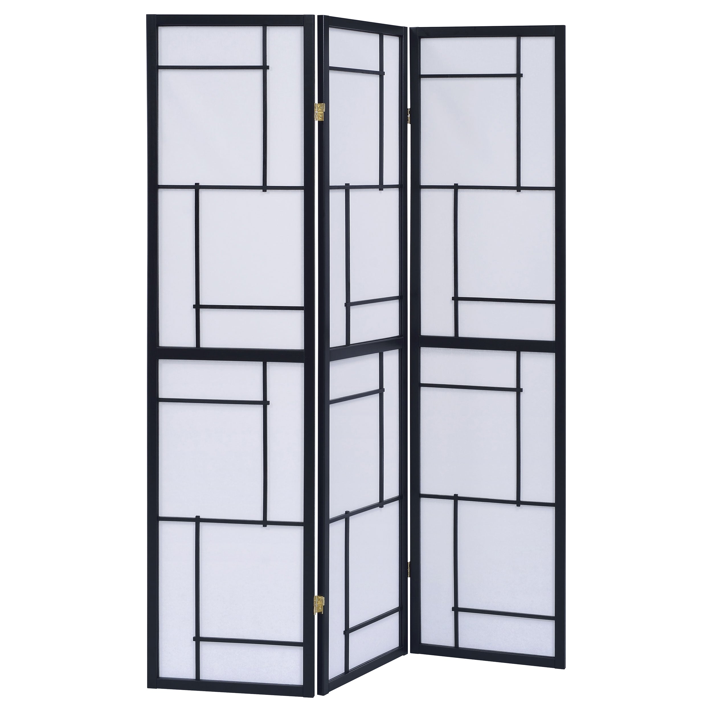 Best Furniture Outlet - Coaster - Damis 3-Panel Room Divider Folding Shoji Screen Black - 900102