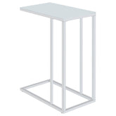 Best Furniture Outlet - Coaster - Stella White Glass Top C-Shaped Sofa Side Table Chrome - 900250