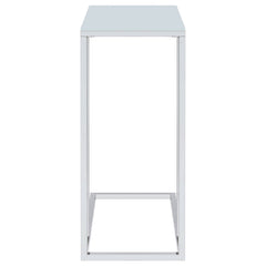 Stella White Glass Top C-Shaped Sofa Side Table Chrome