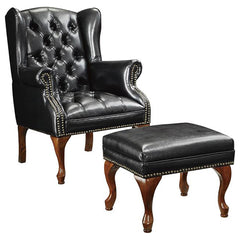 Best Furniture Outlet - Coaster - Roberts Upholstered Wingback Chair and Ottoman Set Black - 900262