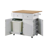 Best Furniture Outlet - Coaster - Jalen 3-door Mobile Kitchen Cart Natural Brown and White - 900558