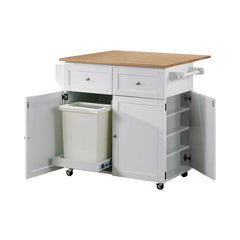 Best Furniture Outlet - Coaster - Jalen 3-door Mobile Kitchen Cart Natural Brown and White - 900558