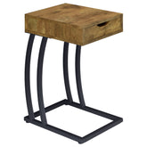Best Furniture Outlet - Coaster - Troy 1-drawer C-Shaped Side Table Power Outlet Rustic Nutmeg - 900577