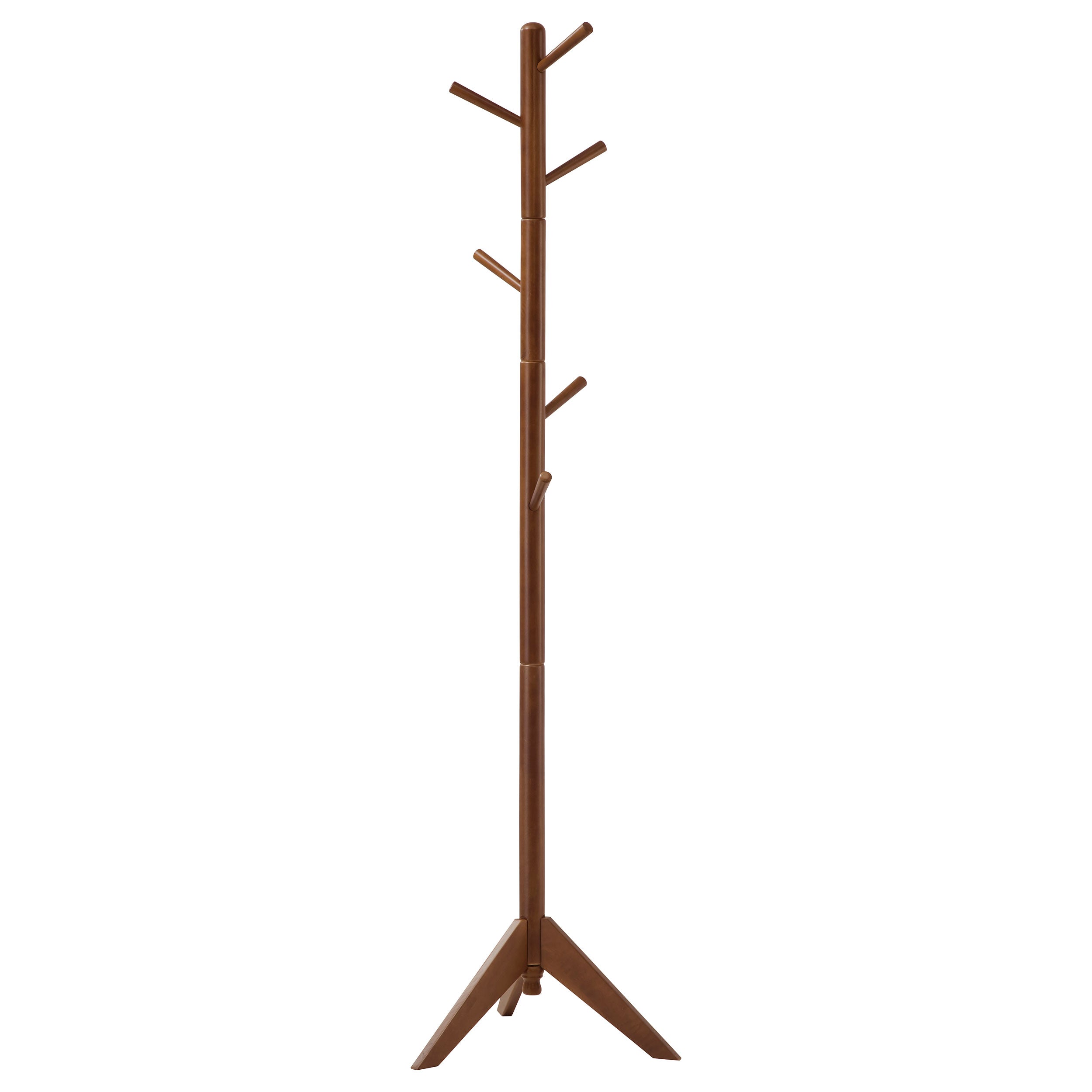 Best Furniture Outlet - Coaster - Devlin 6 Hook Freestanding Wood Coat Rack Hat Hanger Walnut - 900633