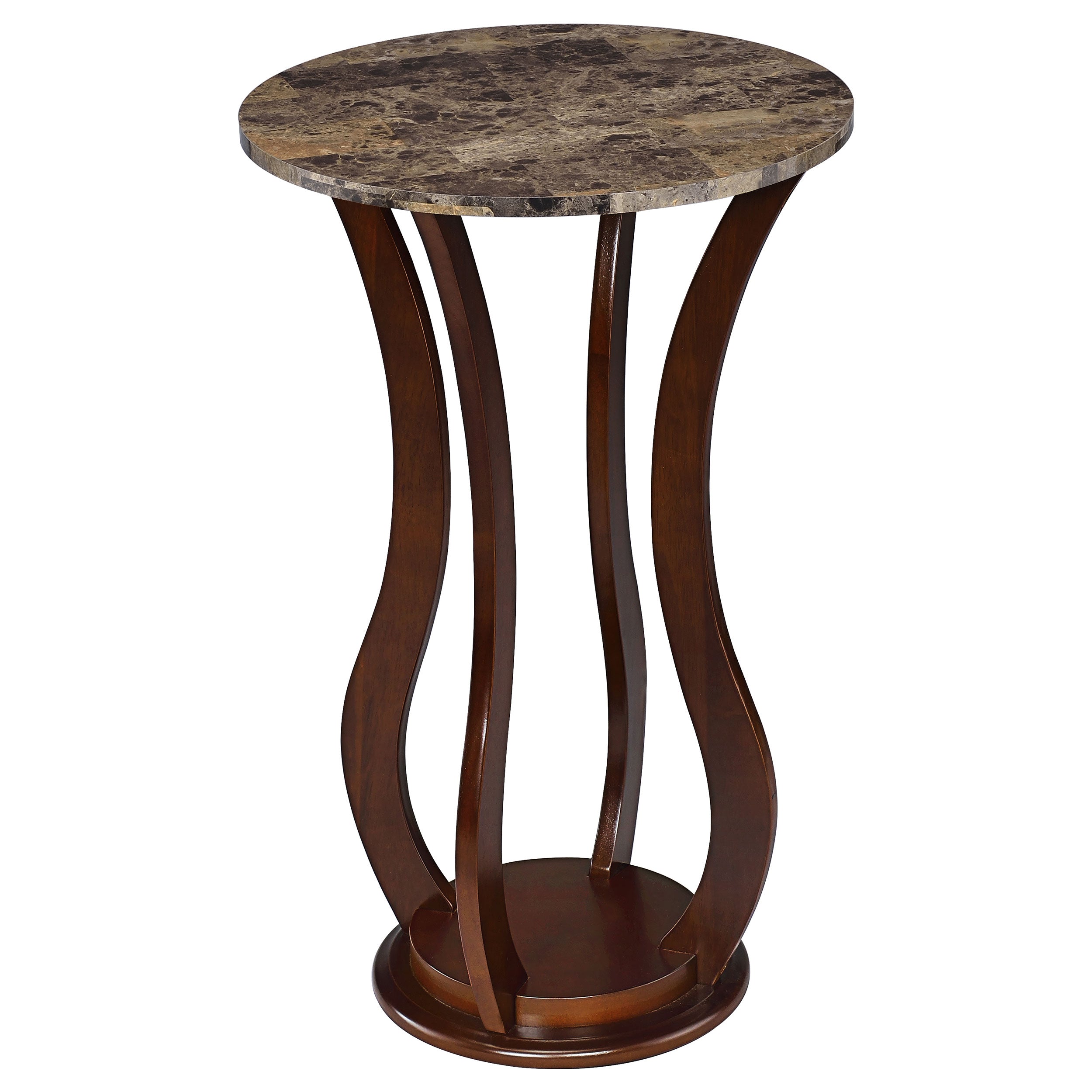 Best Furniture Outlet - Coaster - Elton Round Faux Marble Top Accent Side Table Brown - 900926