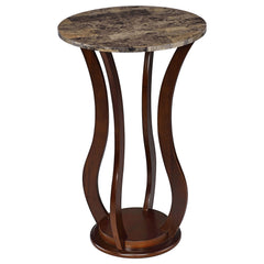Best Furniture Outlet - Coaster - Elton Round Faux Marble Top Accent Side Table Brown - 900926