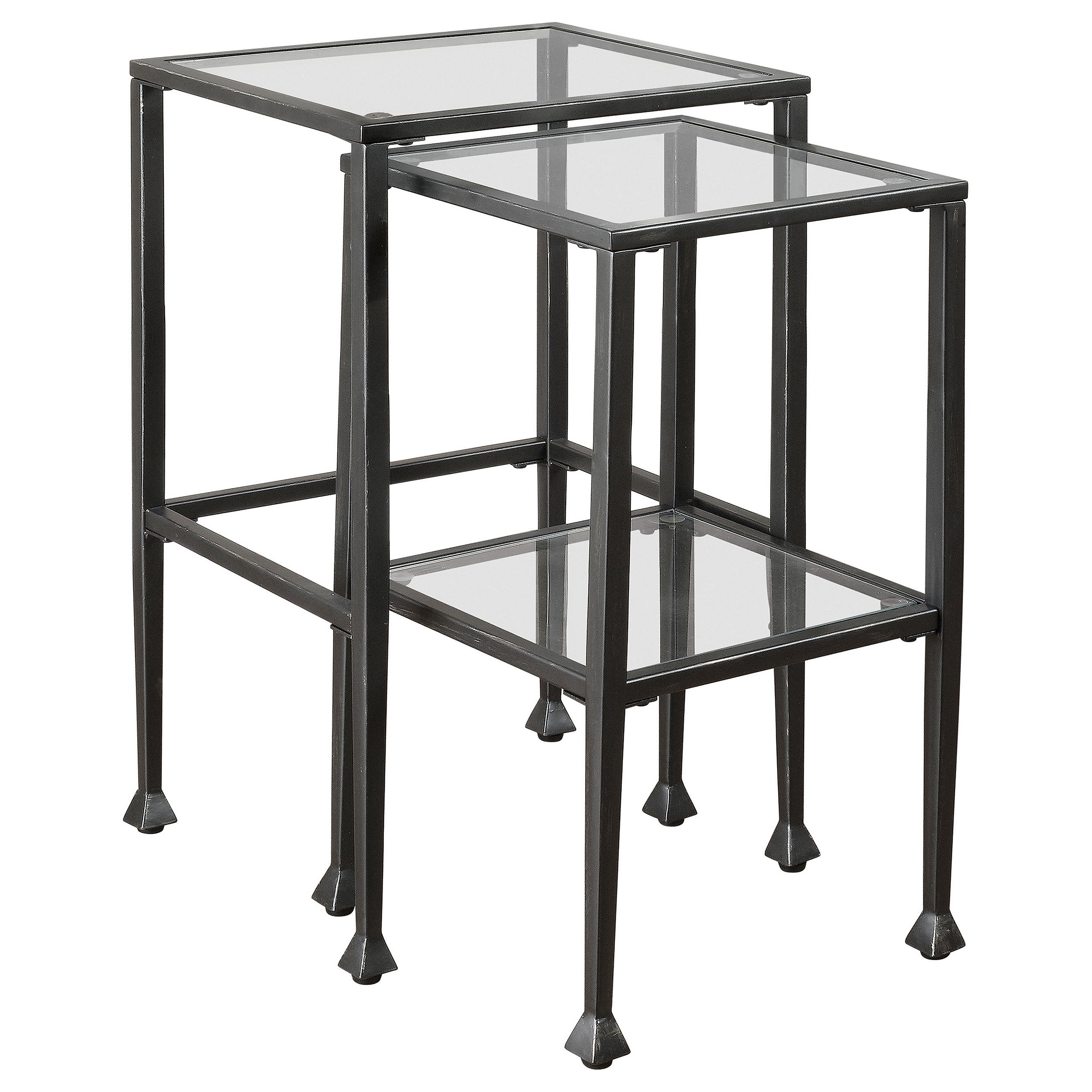 Best Furniture Outlet - Coaster - Leilani 2-piece Glass Top Nesting Table Set Black - 901073