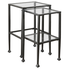 Best Furniture Outlet - Coaster - Leilani 2-piece Glass Top Nesting Table Set Black - 901073