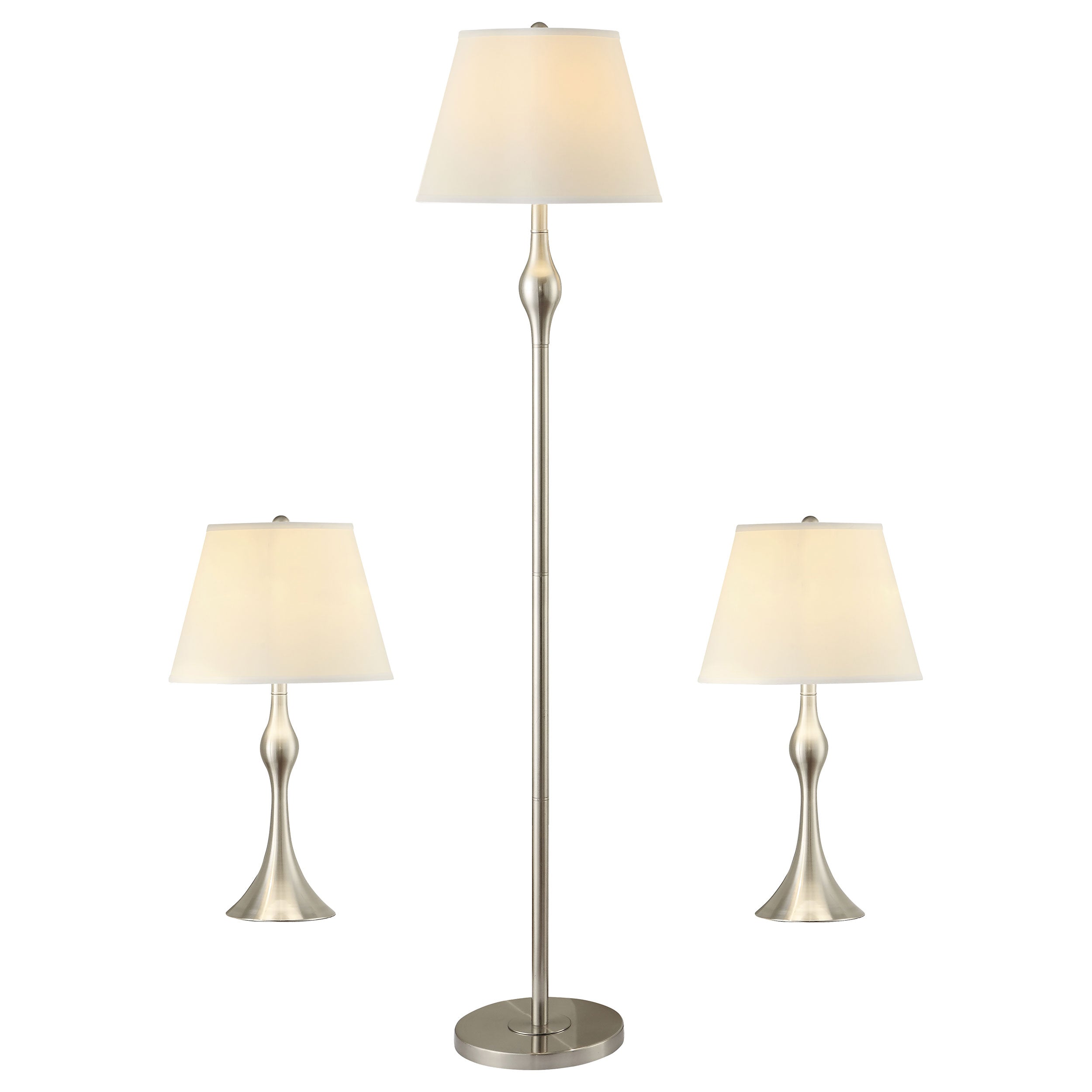 Best Furniture Outlet - Coaster - Griffin 3-piece Floor and Table Lamp Set Brushed Nickel - 901235