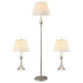 Best Furniture Outlet - Coaster - Griffin 3-piece Floor and Table Lamp Set Brushed Nickel - 901235