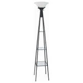 Best Furniture Outlet - Coaster - Gianni 70-inch 3-shelf Frosted Torchiere Floor Lamp Black - 901420
