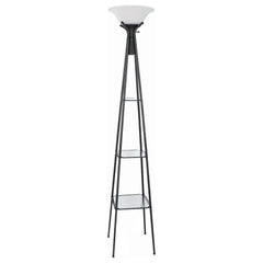 Best Furniture Outlet - Coaster - Gianni 70-inch 3-shelf Frosted Torchiere Floor Lamp Black - 901420