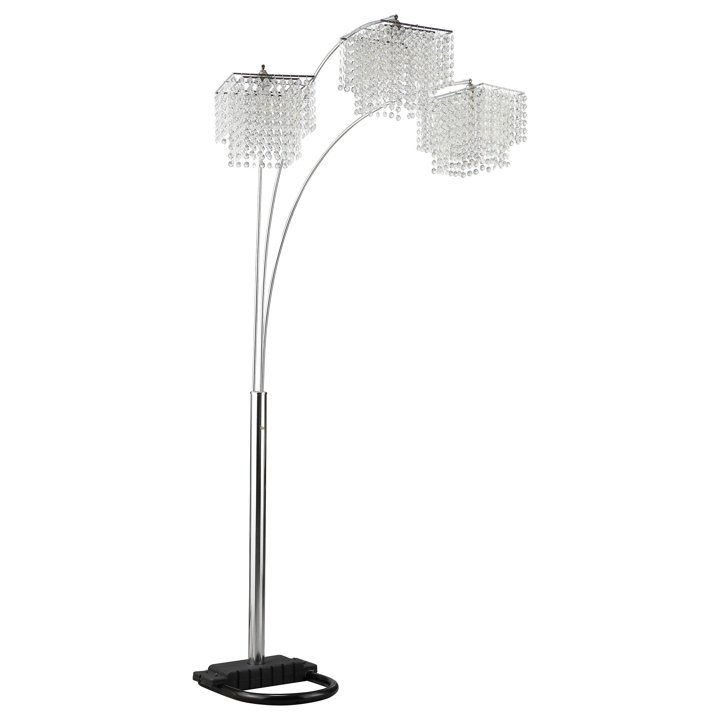 Best Furniture Outlet - Coaster - Miriam 90-inch Hanging Crystal Arc Floor Lamp Chrome - 901484
