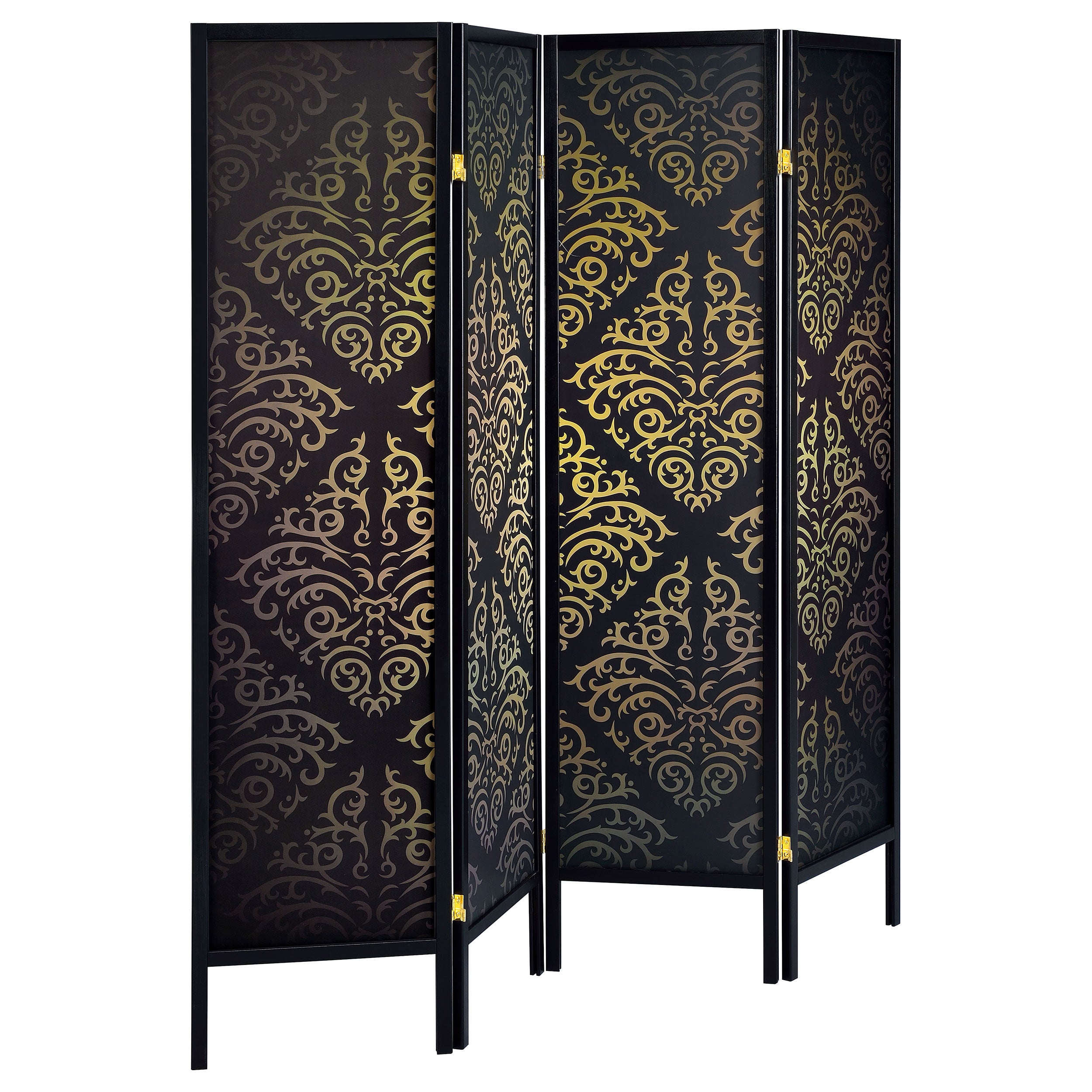 Best Furniture Outlet - Coaster - Haidera 4-Panel Room Divider Folding Screen Black Damask - 901632
