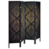 Best Furniture Outlet - Coaster - Haidera 4-Panel Room Divider Folding Screen Black Damask - 901632