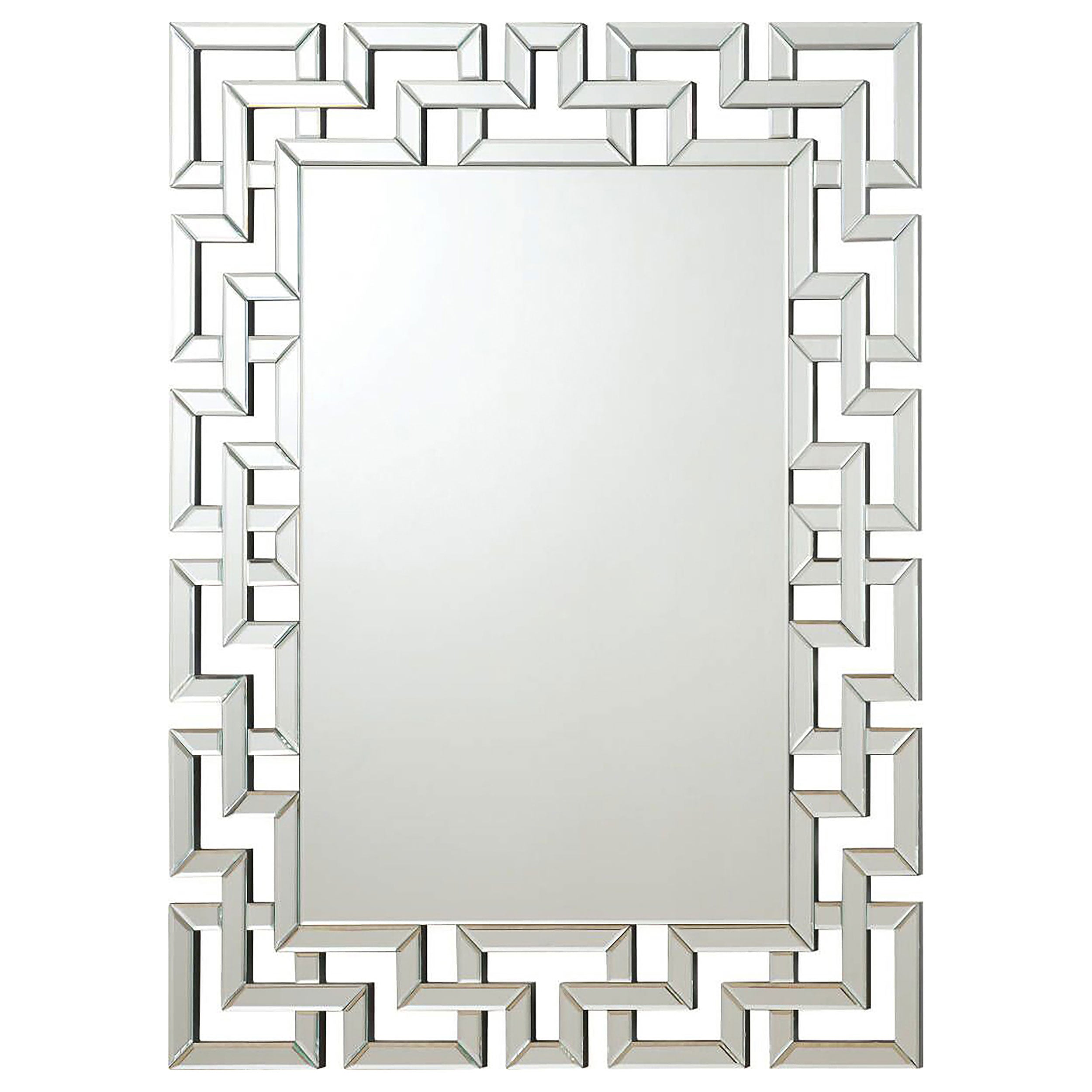 Best Furniture Outlet - Coaster - Forman 38 x 48 Inch Greek Motif Frameless Wall Mirror Silver - 901786