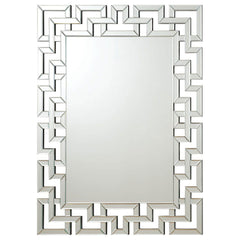 Best Furniture Outlet - Coaster - Forman 38 x 48 Inch Greek Motif Frameless Wall Mirror Silver - 901786
