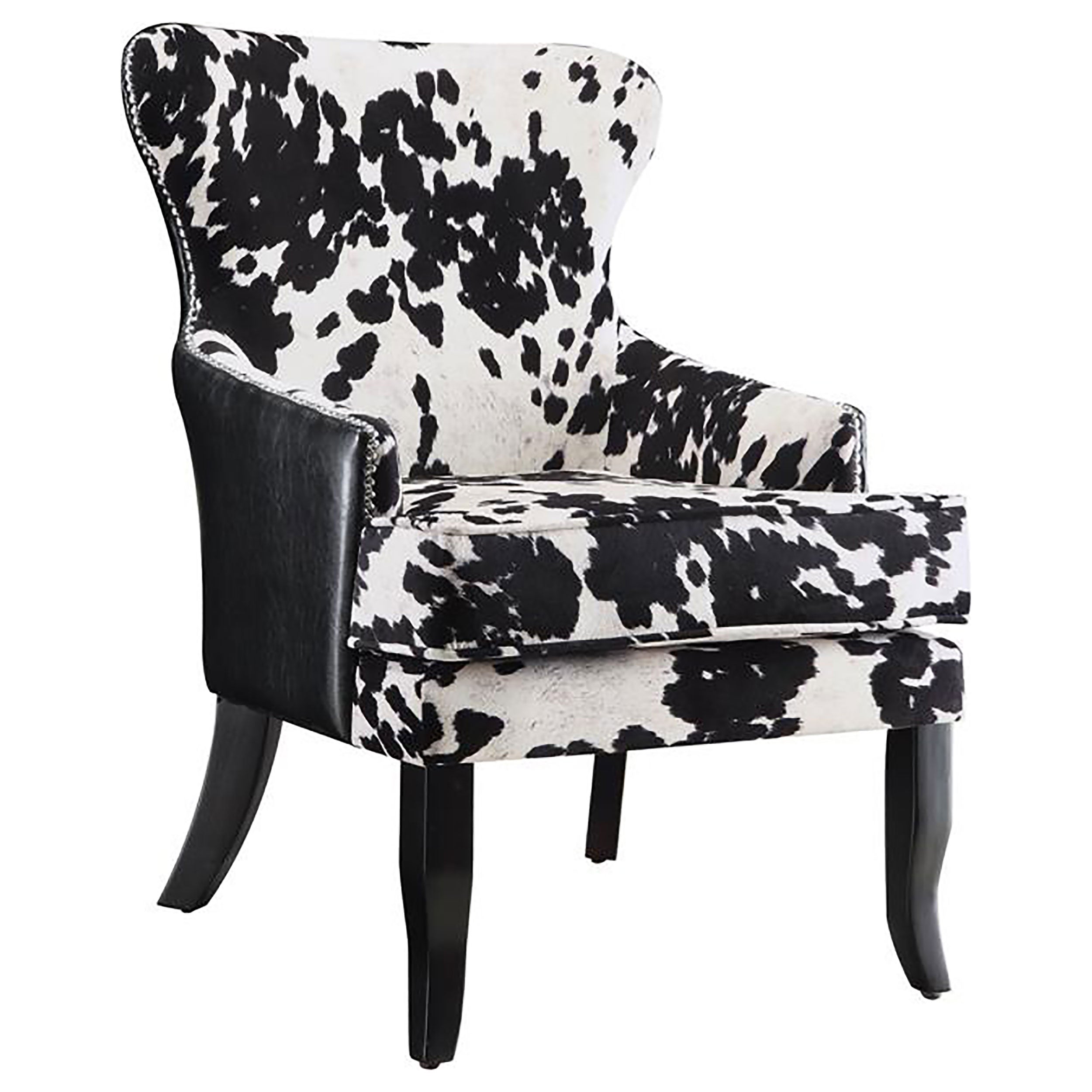 Best Furniture Outlet - Coaster - Trea Cowhide Print Upholstered Accent Chair Black and White - 902169