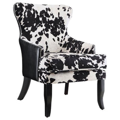 Best Furniture Outlet - Coaster - Trea Cowhide Print Upholstered Accent Chair Black and White - 902169