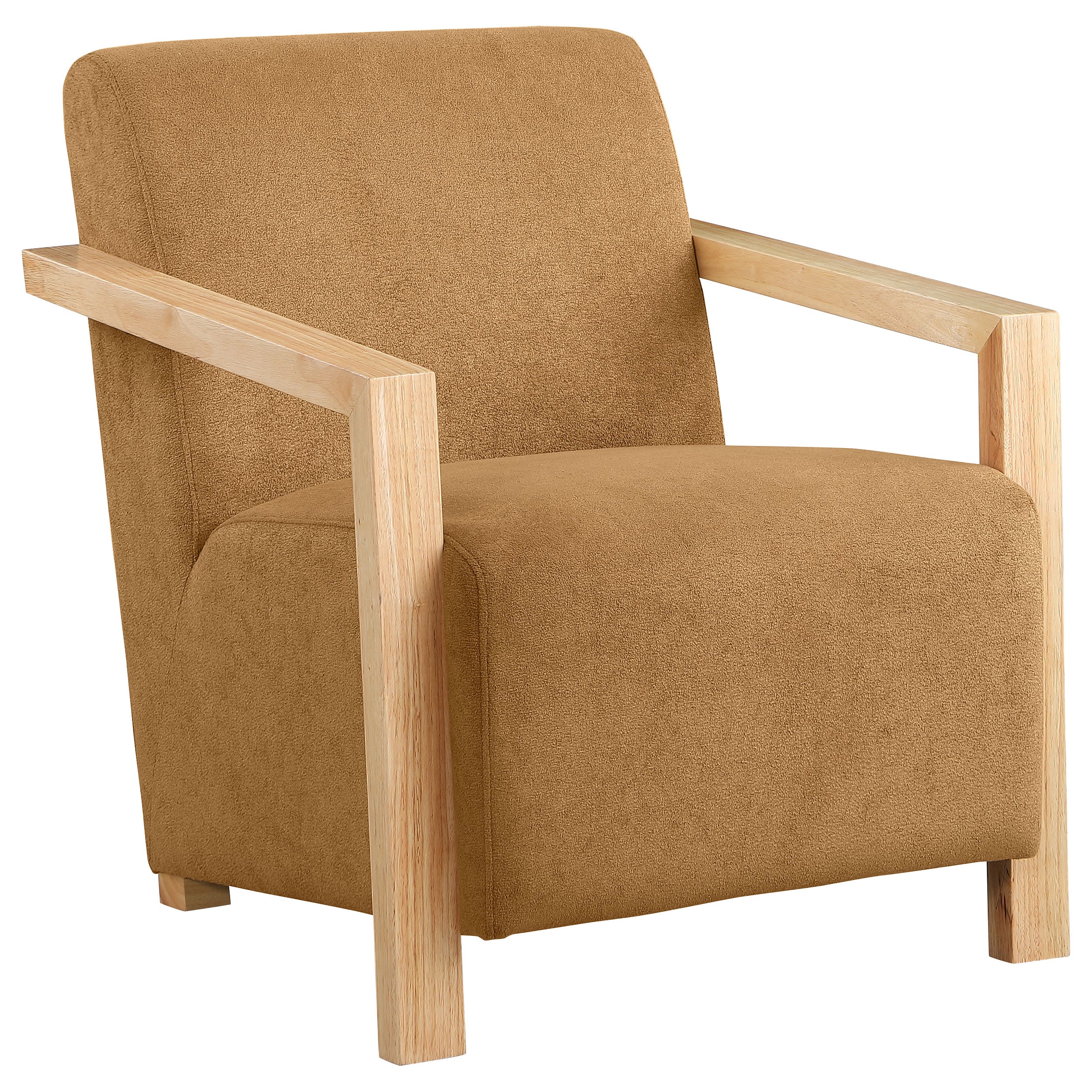 Best Furniture Outlet - Coaster - Diego Upholstered Accent Arm Chair with Wood Arms Honey - 902268