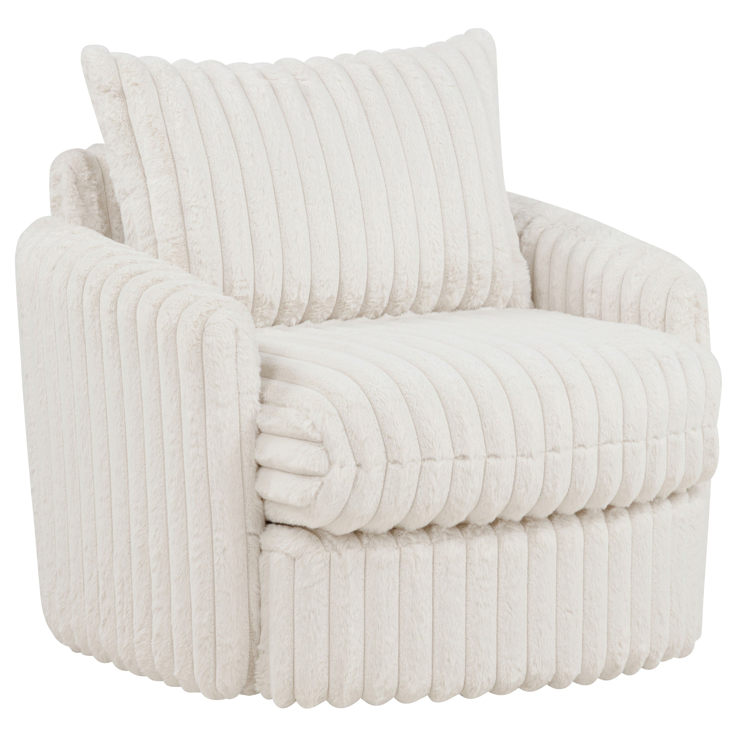 Best Furniture Outlet - Coaster - Sarco Corduroy Upholstered Swivel Accent Arm Chair Ivory - 902541