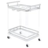 Best Furniture Outlet - Coaster - Jefferson 2-tier Glass Shelf Acrylic Bar Cart Chrome - 902589