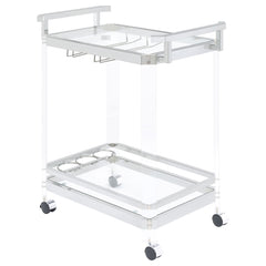 Best Furniture Outlet - Coaster - Jefferson 2-tier Glass Shelf Acrylic Bar Cart Chrome - 902589