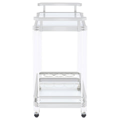 Jefferson 2-tier Glass Shelf Acrylic Bar Cart Chrome
