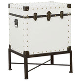 Best Furniture Outlet - Coaster - Nancy Upholstered Vintage Side Table Storage Trunk White - 902819