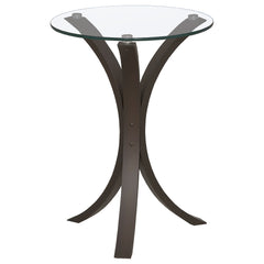 Best Furniture Outlet - Coaster - Edgar Round Glass Top Accent Side Table Cappuccino - 902867