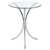 Best Furniture Outlet - Coaster - Eloise Round Glass Top Accent Side Table Chrome - 902869