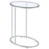 Best Furniture Outlet - Coaster - Kyle Oval Glass Top C-Shaped Sofa Side Table Chrome - 902927