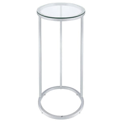 Kyle Oval Glass Top C-Shaped Sofa Side Table Chrome