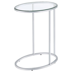Kyle Oval Glass Top C-Shaped Sofa Side Table Chrome