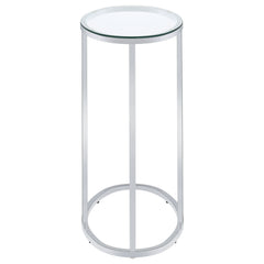 Kyle Oval Glass Top C-Shaped Sofa Side Table Chrome