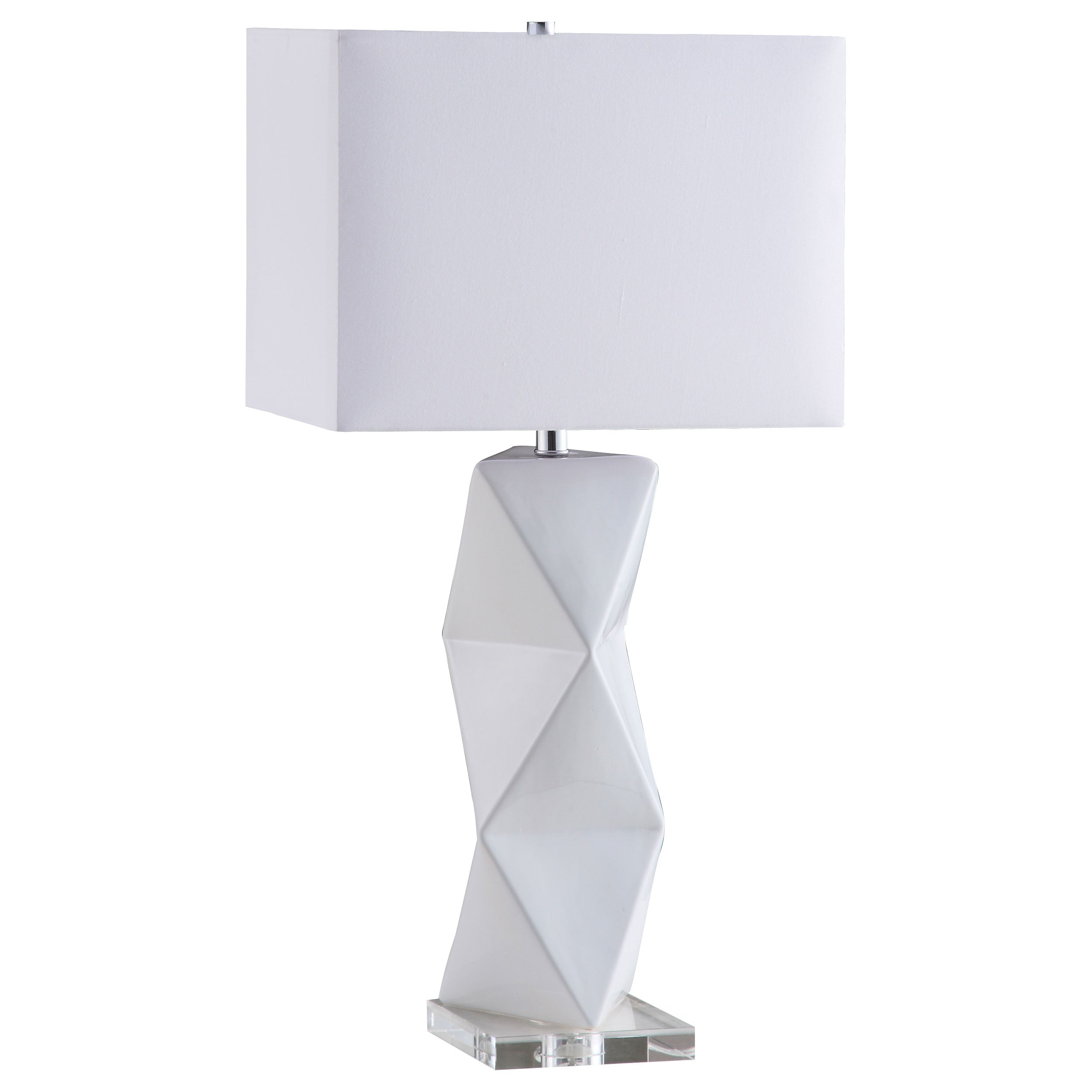 Best Furniture Outlet - Coaster - Camie 32-inch Rectangular Shade Geometric Table Lamp White - 902937