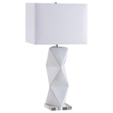 Best Furniture Outlet - Coaster - Camie 32-inch Rectangular Shade Geometric Table Lamp White - 902937